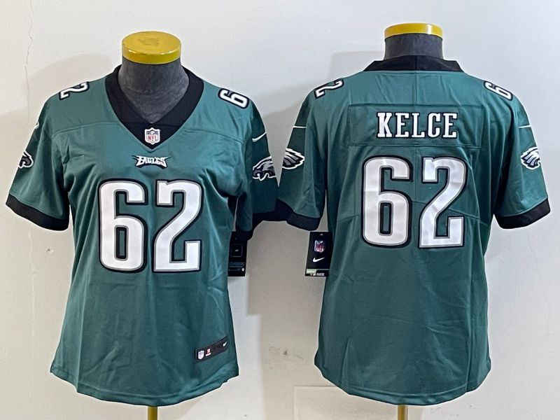 Youth Philadelphia Eagles 62 Kelce Green 2025 Nike Vapor Limited NFL Jersey style 1